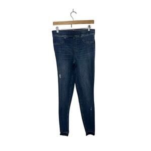 Spanx Distressed Skinny Raw Hem Medium Wash Jeans Women's Medium